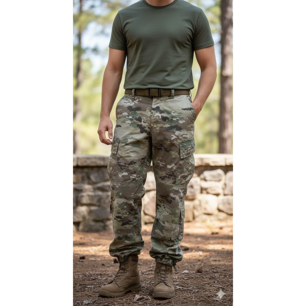 Us Army Men's Medium Green Ocp Insect Shield Camo Pants Hunting Hiking Rugged